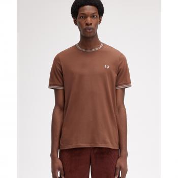 Fred Perry T-Shirt Kurzarm Twin Tipped Whiskey Braun