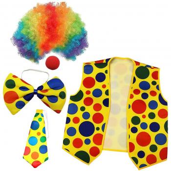 Ensemble de Clown avec Gilet, Nez et Perruque