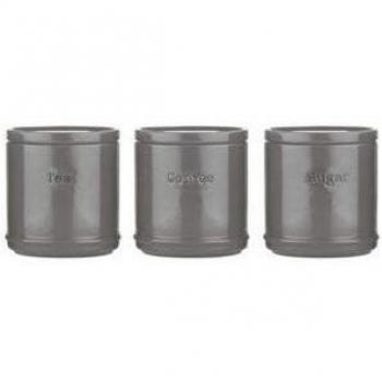 Accents Tea/Coffee/Sugar Canisters Set in Charcoal