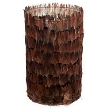 Photophore J‑Line 12 cm – Verre Rouille & Plumes
