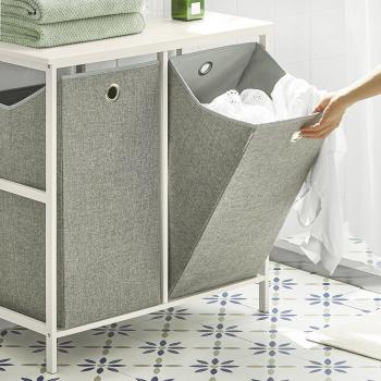 SoBuy Two-Basket Laundry Chest in Grey