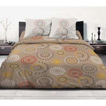 Taupe Feu d’Artifice Parure Coton 220 × 240 cm (Housse + 2 Taies)