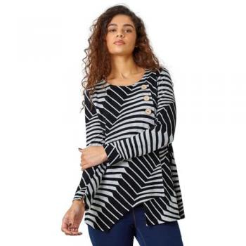 Roman Women's Button Detail Geometric Top