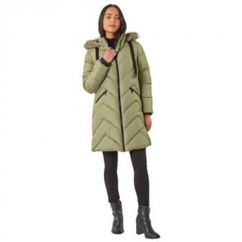 Puffer compact vert contrasté à zip