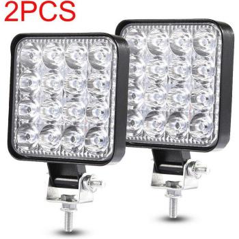 2 luces LED de trabajo 30V, 30 grados, haz cuadrado, lámpara antiniebla para todoterreno, 48W