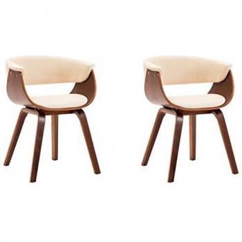 2 piezas de sillas de comedor madera curvada y cuero sintético crema