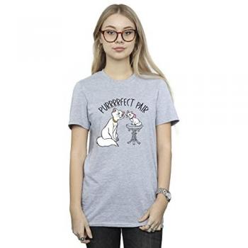 Disney Women's Aristocats Purrfect Pair Boyfriend Top (Grey, 2XL)