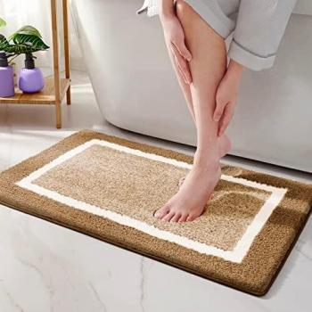 Color&Geometry Shower Water Absorbent Bath Rug (Brown)