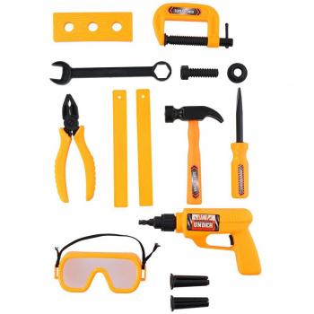 Mini-Set Outils Construction – 13 éléments pour enfants (marteau, pince, perceuse)
