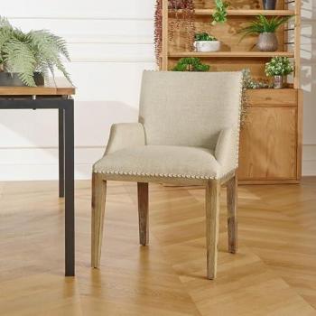 Robin des Bois IANA‑FSC : Fauteuil à manger moderne, bois massif beige