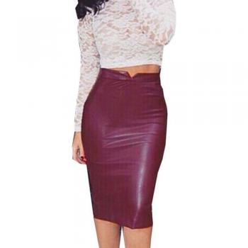 Jupe en cuir taille haute pour femmes