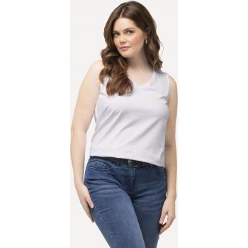 Top Smanicato Bianco, Taglia 56/58, Donna, Ulla Popken