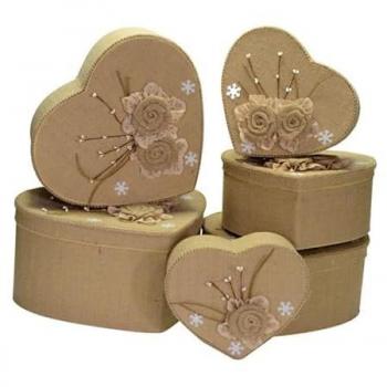 Boîte Décorative Cœur Naturel 39×33,5 cm, 20 cm haut