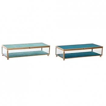 Scatola portagioie DKD Home Decor Trasparente Turchese Blu 25 x 10 x 5 cm (2 unità)