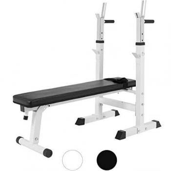 White Adjustable Weight Bench with Rack