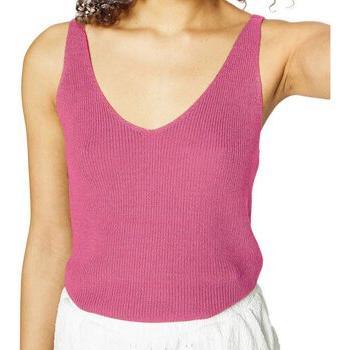 Vero Moda Maglietta Sottile Senza Maniche Collo A V Rosso Pastello M