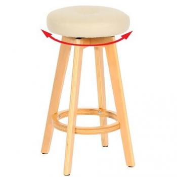 Bar Stool Navan en Bois Similicuir Crème, Pieds Transparent, Pivotant