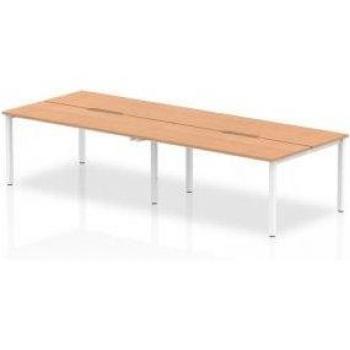 Evolve Plus 4‑Seat B2B Desk, Oak Surface, Silver Frame (1200mm)