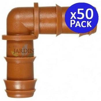 Conector Codo Goteo 16 mm Pack 50 – Sistema de Riego