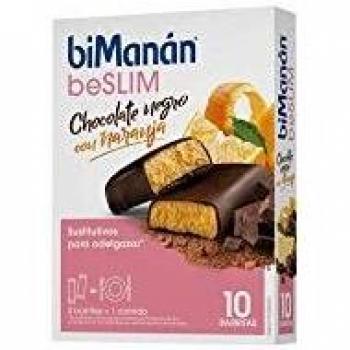 Bimanan Beslim Barritas Chocolate Negro con Naranja 10 unidades