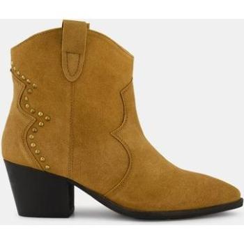 Botines de Tacón Bajo Serraje con Detalle de Tachas – Green Coast