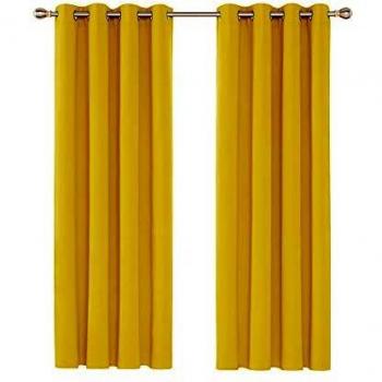 Deconovo Verdunkelungsvorhang Ösen Gardinen Schlafzimmer Vorhang Blickdicht, 175x140cm, Beige, 2er Set