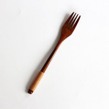 Service de couverts de cuisine en bois japonais avec cuillère à soupe et fourchette