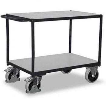 VARIOfit Schwerer ESD Tischwagen mit Ladeflächen, Vollgummi-Bereifung