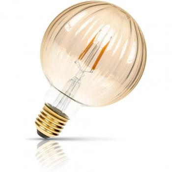 Prolite Modern LED Filament Light Bulb with Ribbed design and E27 Base 4W Extra Warm White Gold