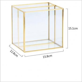 Elegantes Metall-Glas Tablett für Kosmetik