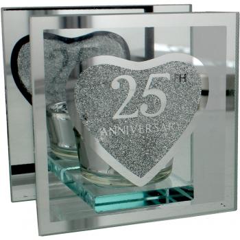 25th Silver Wedding Anniversary Tea Light Candle Holder