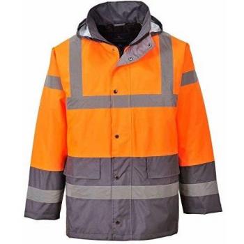 Portwest Hi-Vis Two Tone Traffic Jacket, Size: M, Colour: Orange/Grey