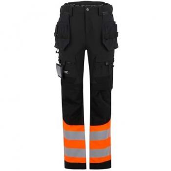 Pro Stretch Hi-Vis Work Pants – Regatta X-PRO Holster, Black/Orange, 30R