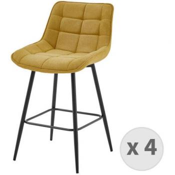 Moloo Tabouret Bar Métal Noir avec Tissu Moutarde