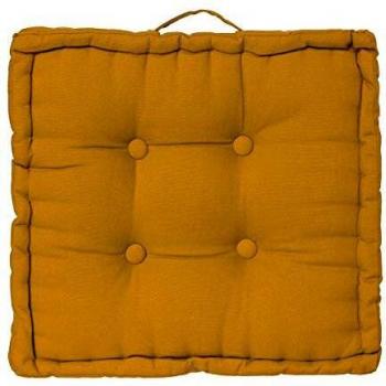 Coussin de sol en coton jaune 40x40 cm