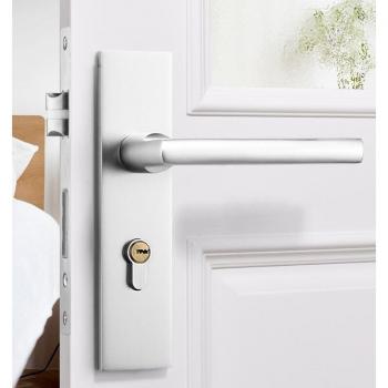Contemporary Black and White Bedroom Door Lock with Interior Cylinder