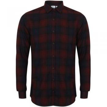 Camisa de Manga Larga de Cuadros Brushed para Hombre Skinni Fit
