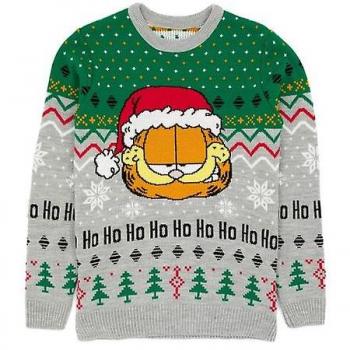 Maglione di Natale Garfield Unisex XL Grigio/Verde
