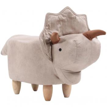 Dinosaurier-Kinderhocker AX – hjh OFFICE 444614, grau, stofftauglich, Holzbein‑Stütze