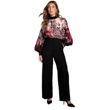 Long Sleeve Organza Jumpsuit, Coast Brand, Black, Size 14 for Women