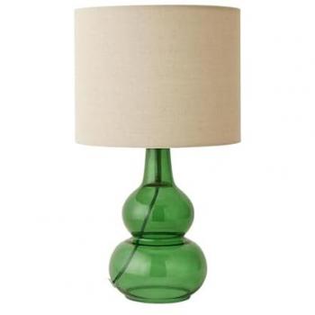 Natural Linen Tall Lamp with Bright Bubble Glass and LED