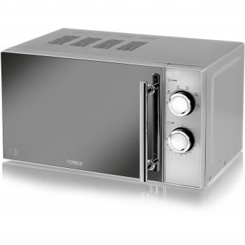 Tower 800 Watt Microwave in Silver, 20 Liter Volume, 5 Power Level Options, 30 Minute Countdown Timer, Ref: T24015S