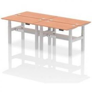 Air Back-to-Back Height Adjustable 4 Person Bench Desk with Cable Ports