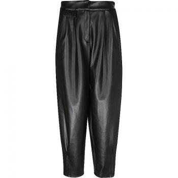 HUGO Hesizila Kunstlederhose Schwarz Baggy Fit 42 Damen
