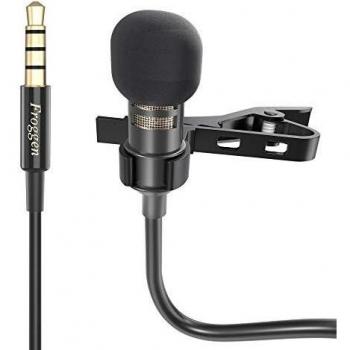 Froggen Microfono Lavalier, Lavaier Microfono Clip a Condensatore Omnidirezionale 3.5mm Con Clip e 2m Cavo di Prolunga, Microfono Professionale per Smartphone/PC per Conferenza Video