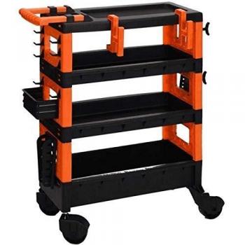 FX-Tools Carrello Porta Attrezzi a 4 Ripiani Nero e Arancione 68x35x87.5cm