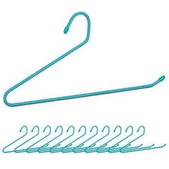 Relaxdays Cintres Pantalon & Jupe – Pack 12, Corde Fil, Design Ouvert, Couleur Turquoise, Sans Bruit