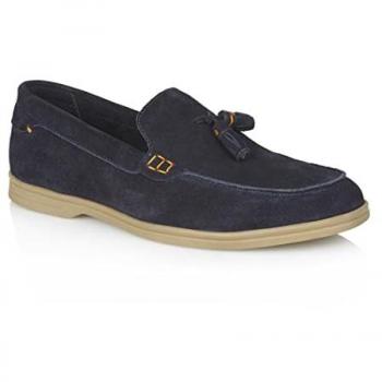 Silver Street Men's Navy Suede Tassel Loafers