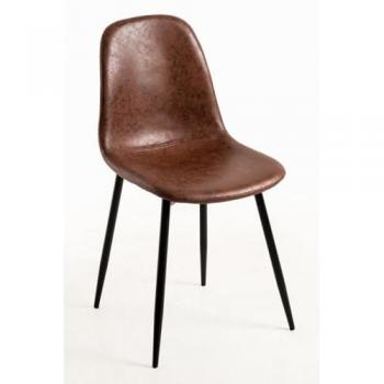 Silla Black Teok Polipiel Vintage