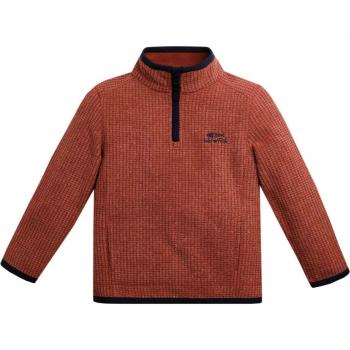Weird Fish Archie Unisex Kids Eco Fleece 1/4 Zip Chilli Red Size 3-4